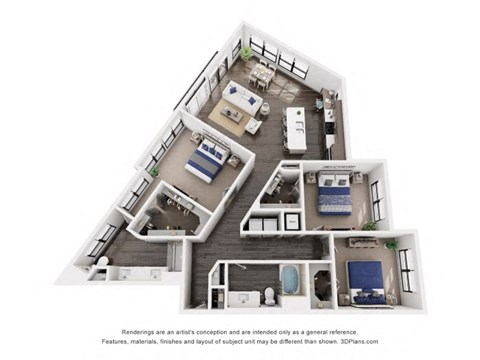 3 bedroom floor plan  the crossings at white marsh apartments